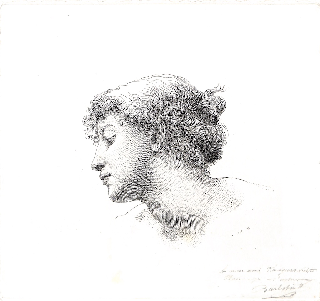 BARBOTIN Tête de femme Estampes MAS